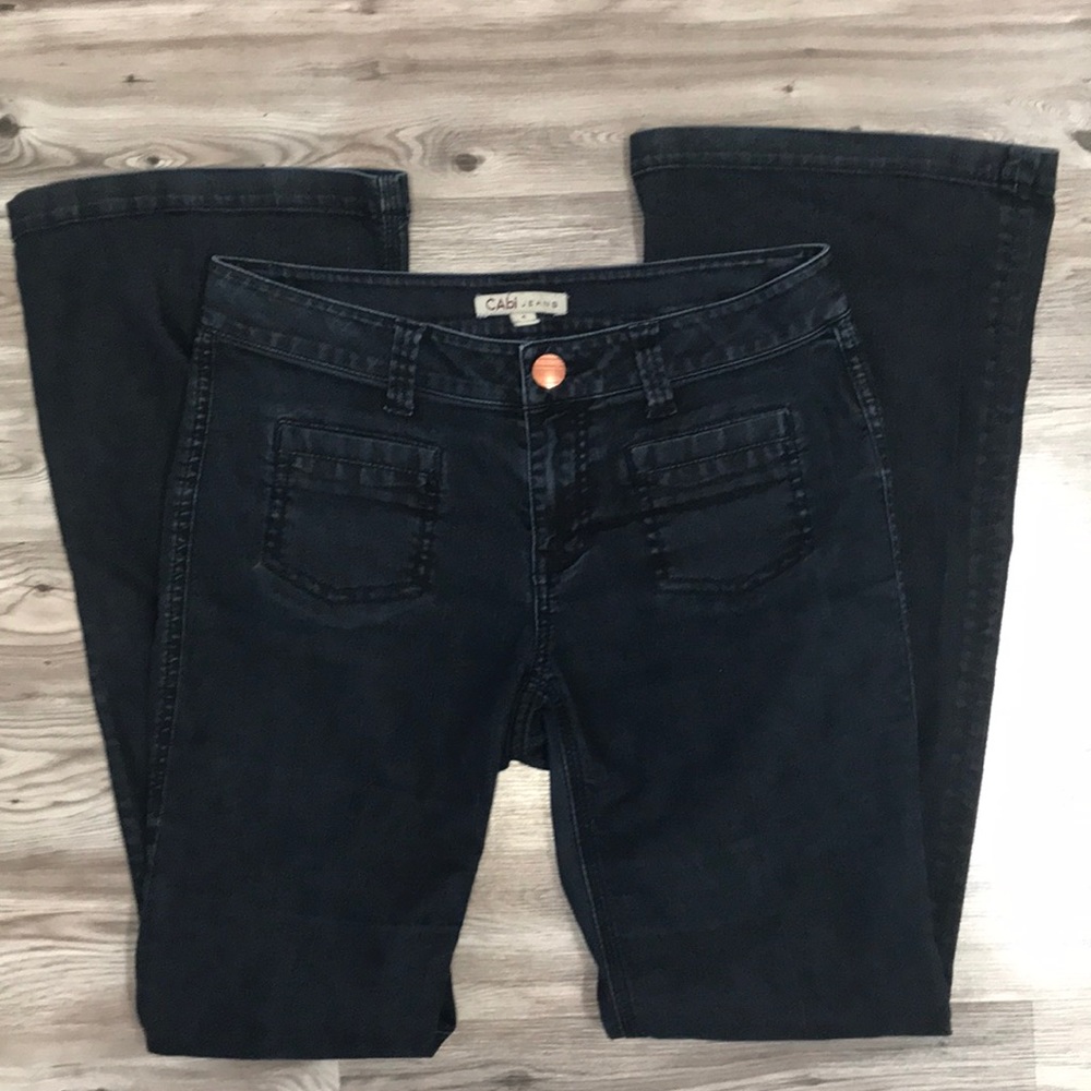 CAbi dark denim wide leg jean sailor style size 4